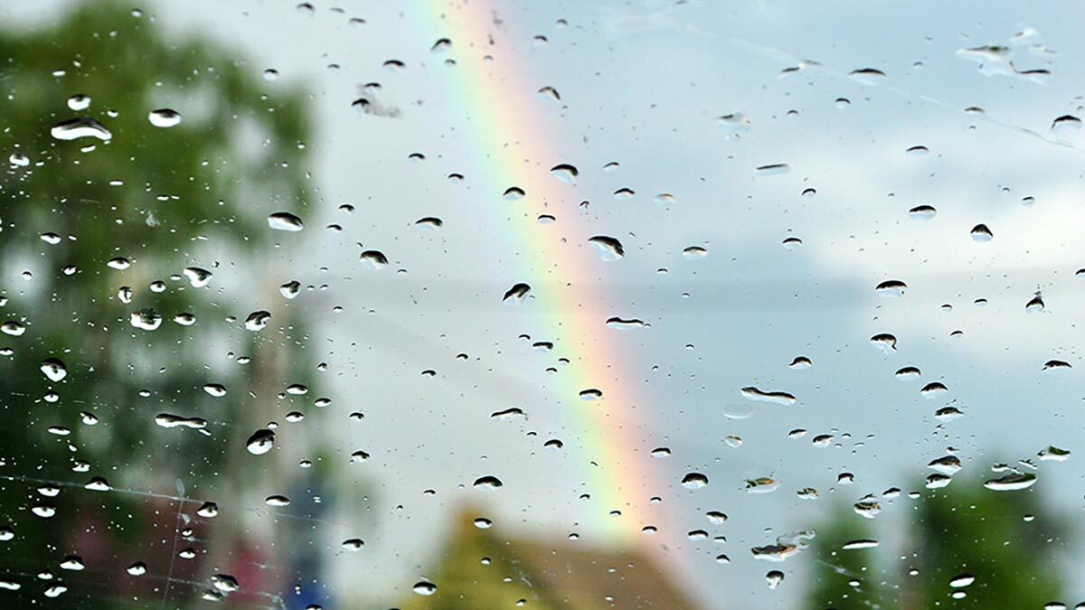 Rainbow and rain.