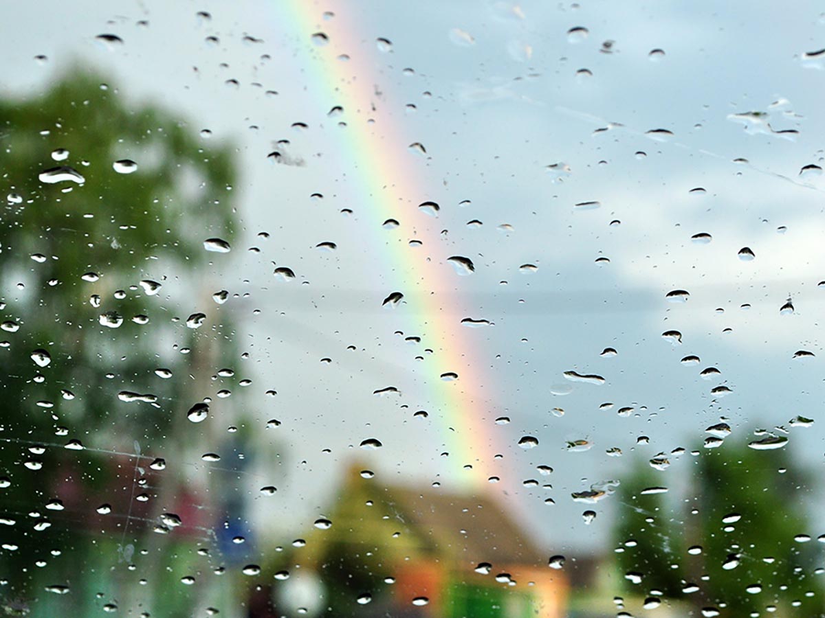 Rainbow and rain.
